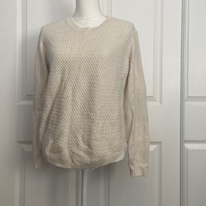 NEW NEVER WORN. White sweater with detailed patches